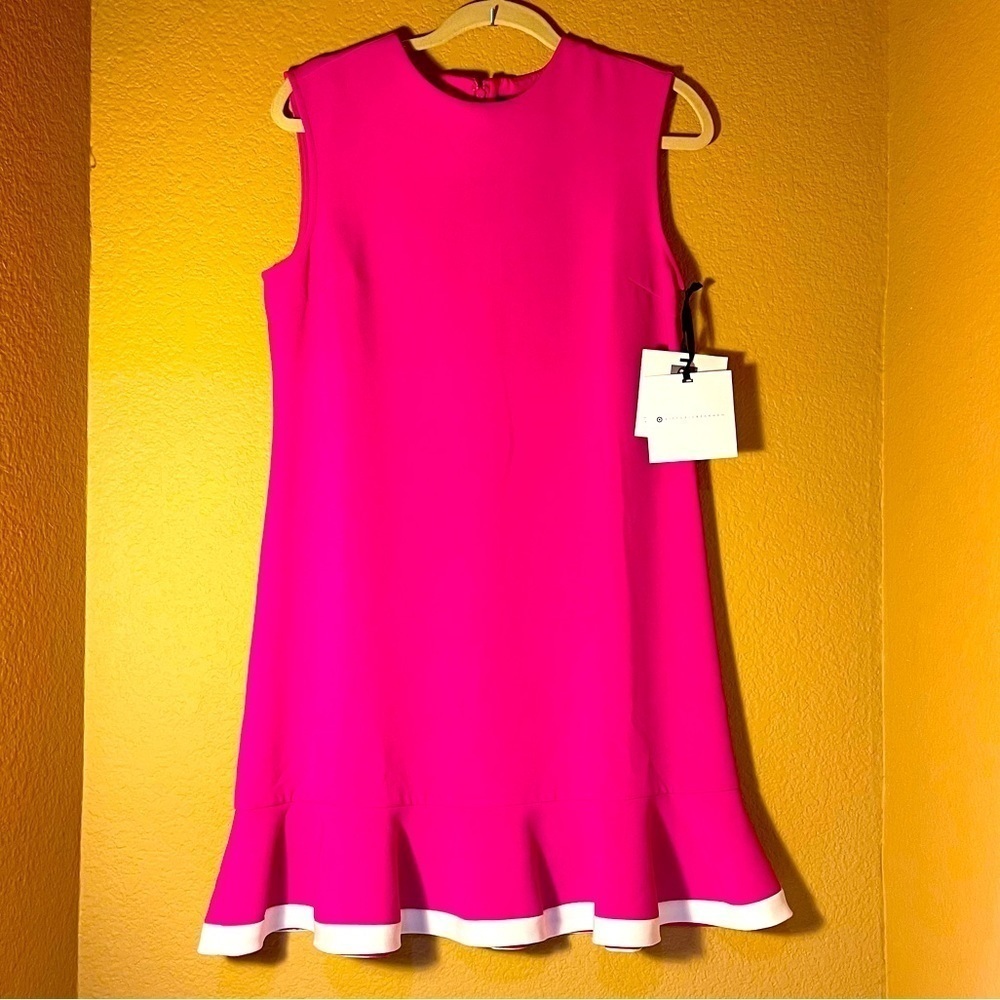 VICTORIA BECKHAM Fuchsia Sleeveless Cocktail Dress Ruffle Hem Bright Pink Size S - Picture 13 of 13